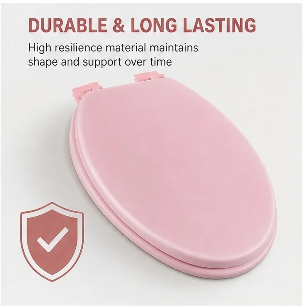Silent Foam Soft Padded Toilet Seat Cushion Quiet Slow Close Round V Shape Comfortable Bathroom Toilet Seat Upgrade Household