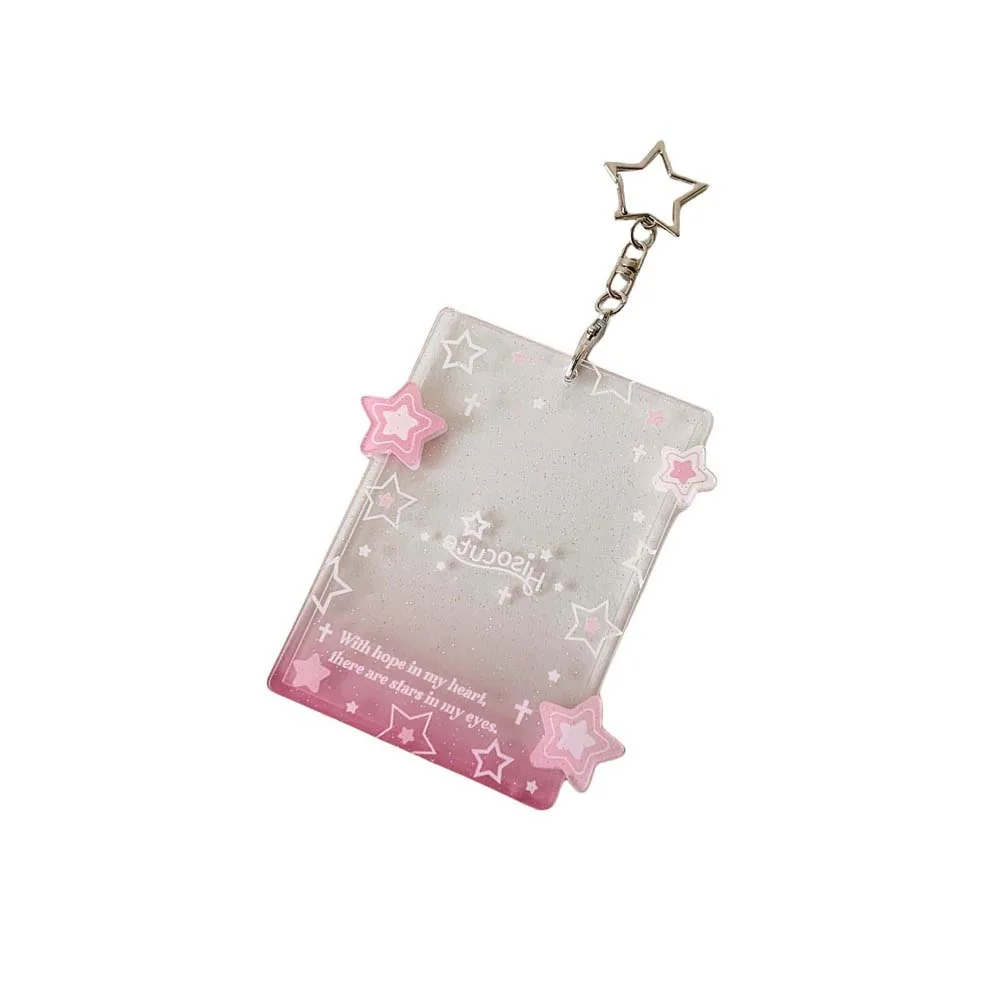 With Keychain Korean Style Card Holder Transparent Star Card Case Student Card Cover Pendant Acrylic ID Card Holders Student