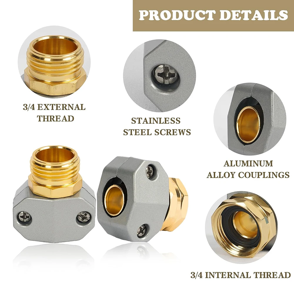 Garden Hose Repair Kit, Garden Water Pipe Connector, Water Pipe Joint Fastener, Male and female head set