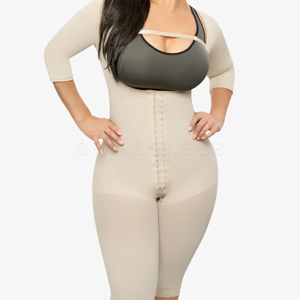 

Women's Corset Waist Trainer Hook-Eye Shapewear Bodysuit With Sleeves Knee Length Compression for a Flattering Look Daily Wear