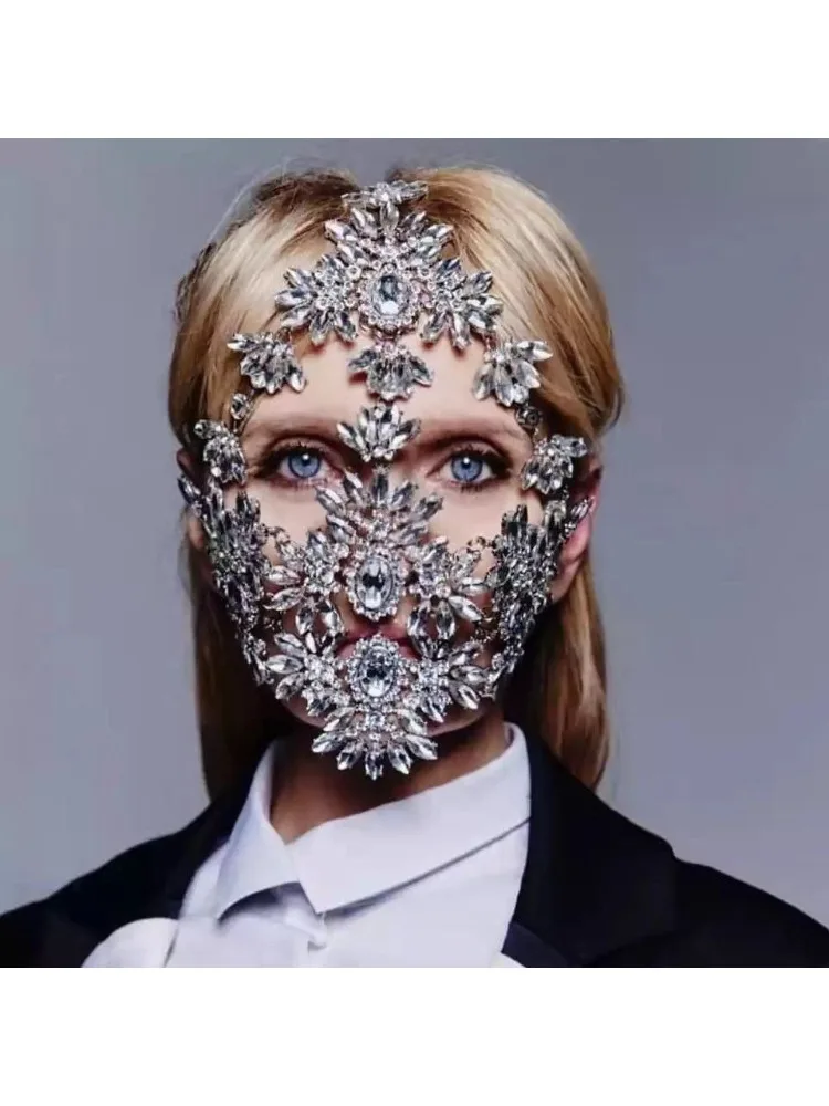 Exaggerated masquerade mask personality festival party performance rhinestone mask oh beautiful woman