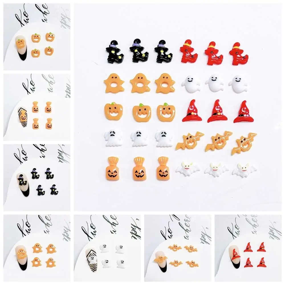 

10Pcs/set Nail Art Charms Halloween Nail Decorations Manicure Material DIY Nail Ornaments Halloween Nail Accessories