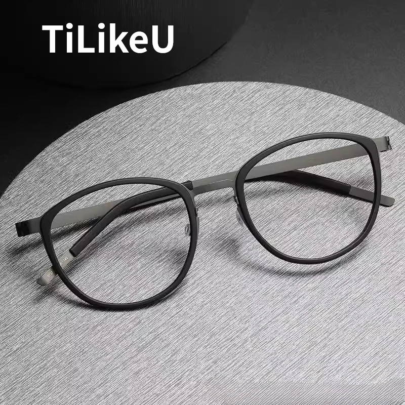 New Arrivals Titanium Glasses Frames for Men Women Vintage Round Anti Blue Light Full Eyeglasses Danish Screwless Eyewear Frames