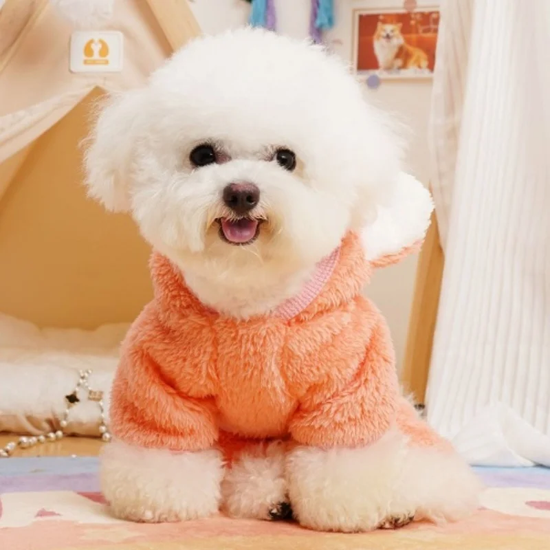 Warm Fleece Dog Jumpsuit Winter Dog Clothes Pet Overalls Fashion Puppy Pajamas Cute Solid Cat Jumpsuits Chihuahua Dog Costumes