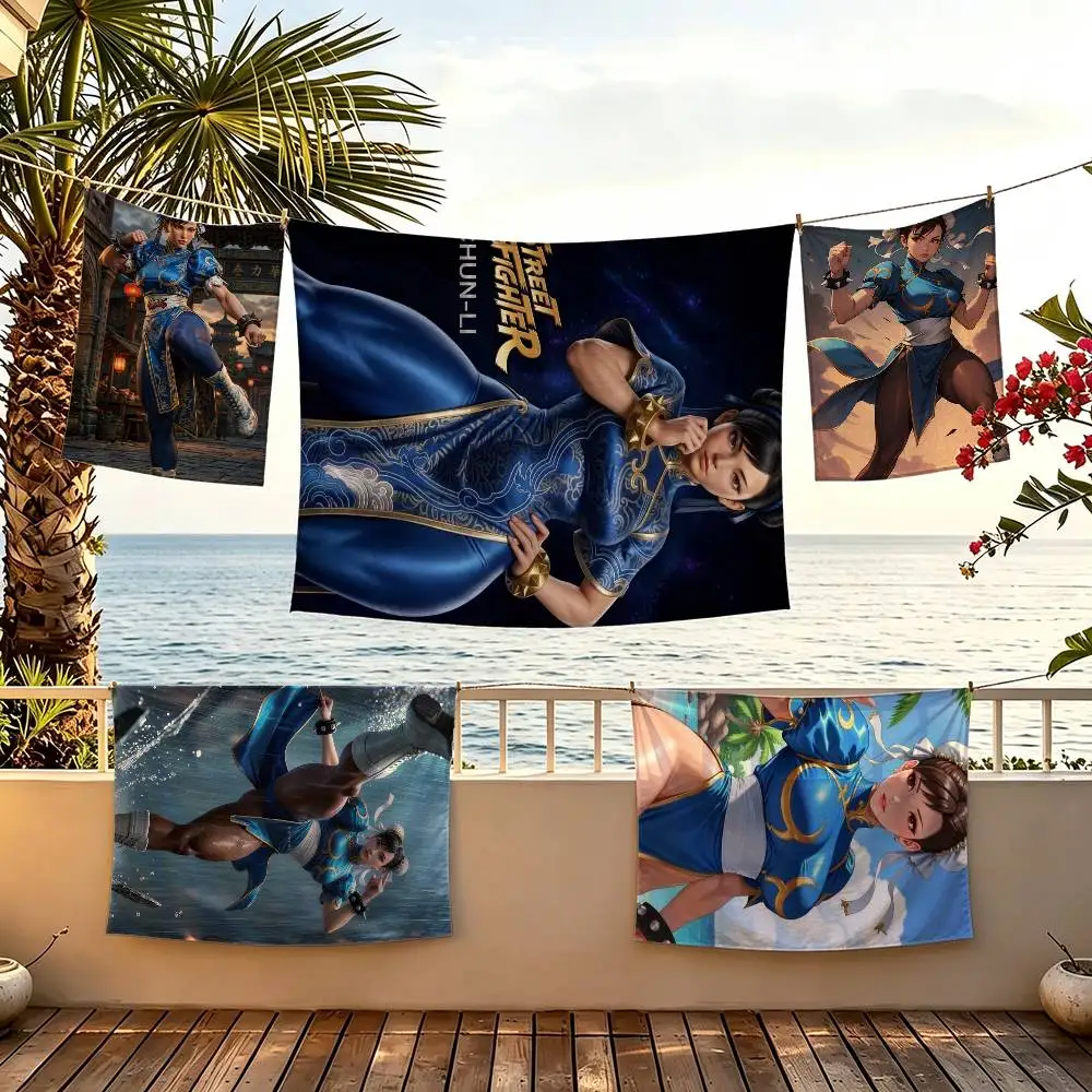 F-Fighting G-Game Street Fighter Chun Li flag For Camping Party Picnic Studio Booth Background Wall Interior Decoration Banner