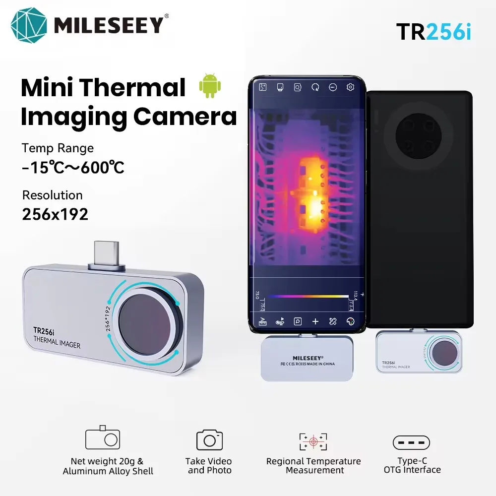 MILESEEY Thermal Camera Android TR160i TR256i 256x192 Infrared Thermal Imager for Phone, Panel PCB Circuit Repair Tool