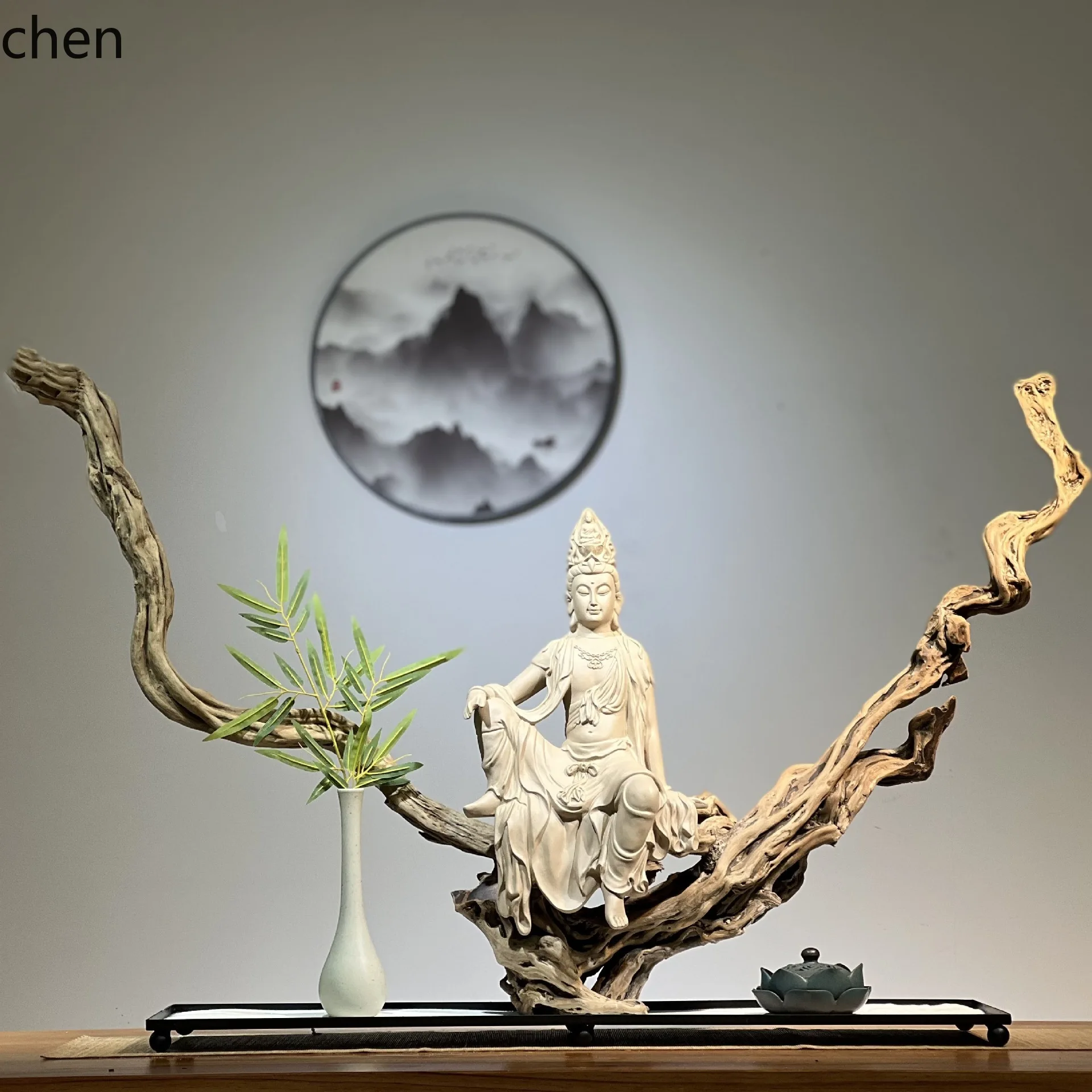 buddha statue water moon guanyin bodhisattva worship ornaments bogu rack decoration