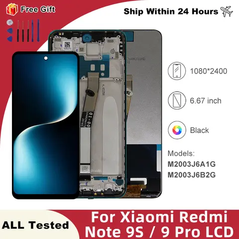 IPS For Redmi Note 9S Screen Touch Digitizer Assembly For Xiaomi Redmi Note 9 Pro M2003J6B2G LCD Replacement Parts