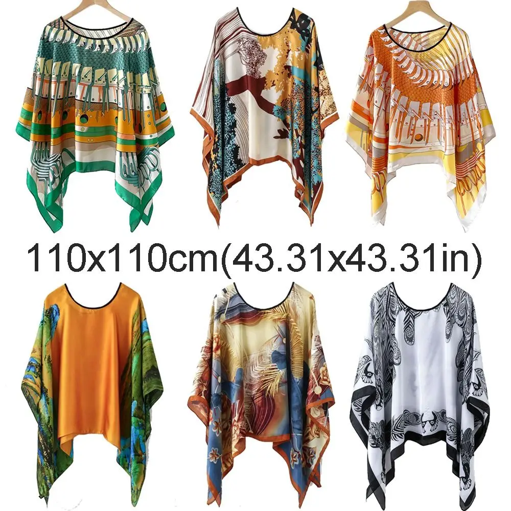 แฟชั่น 110x110 ซม.ผ้าพันคอผ้าไหมแบรนด์หรู Designer ผู้หญิงขนาดใหญ่ผ้าเช็ดหน้าพิมพ์ฮิญาบผ้าคลุมไหล่