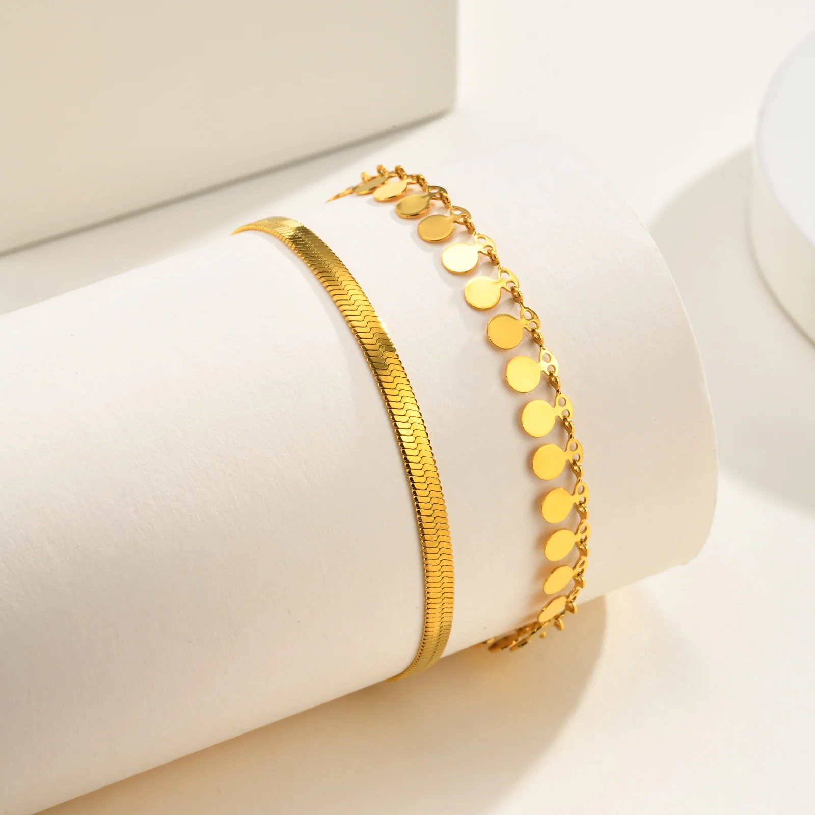 Layered 18K Gold Plated Anklet Set for Women