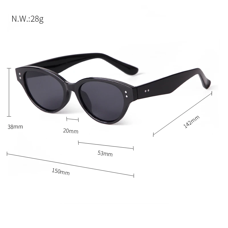 ZXIAC New Fashion Retro Cat Eye Sunglasses Women Rivet Decoration Small Frame Sun Glasses Men Vintage Casual Travel Shades UV400