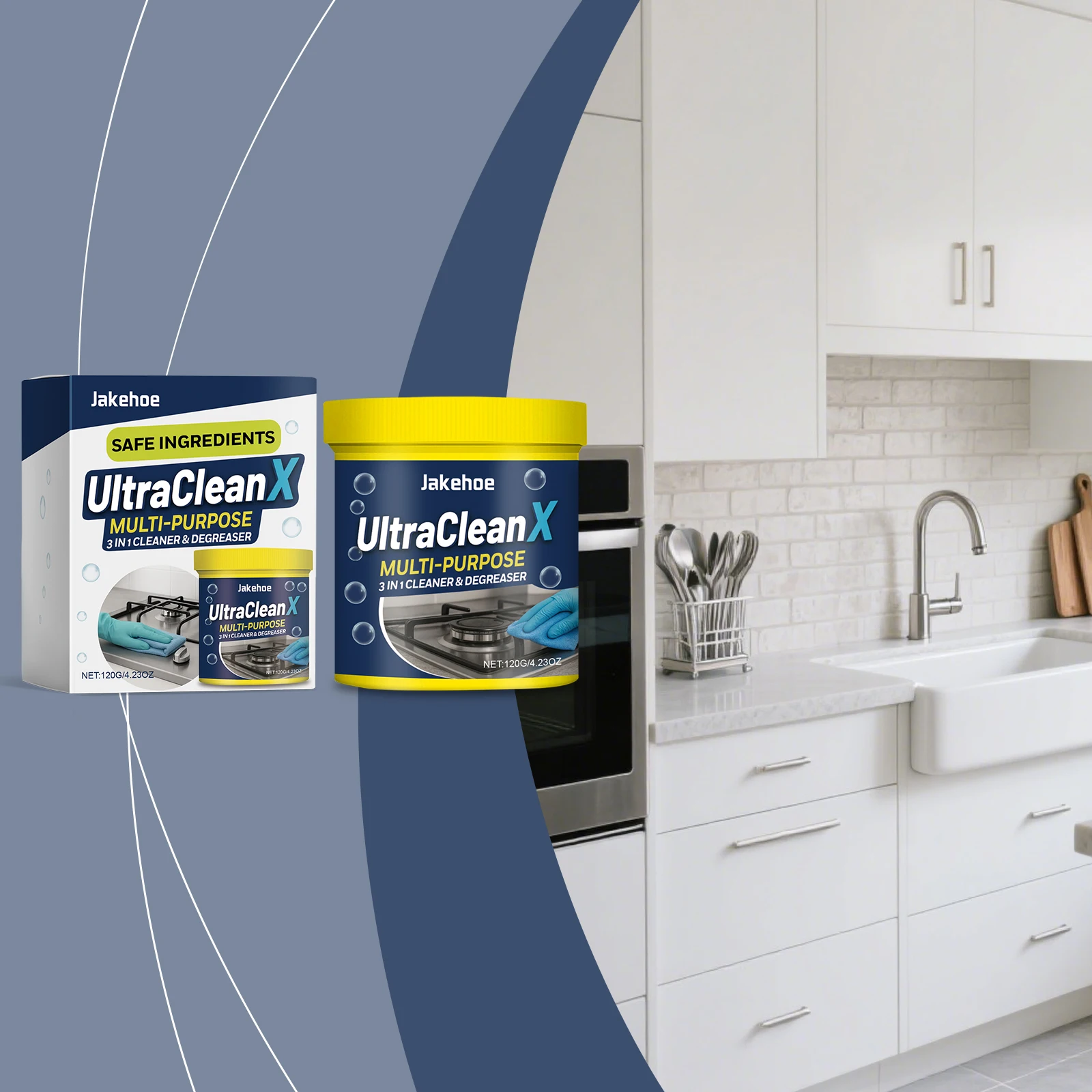 

Versatile Home Cleaning Powder - Kitchen Bathroom Wall Tile Stain Reducer Aids Cutting Grease Freshens Air Multi-Surface Safe