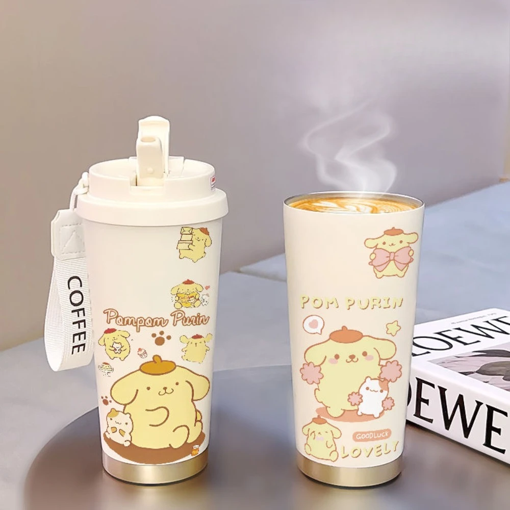 Cute Sanrio Pudding Dog 520ML316 Stainless Steel Inner Pot Large Capacity Water Cup with Straw