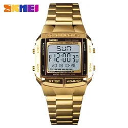 SKMEI-reloj deportivo con esfera grande para hombre, cronógrafo con espejo de cristal, Digital, alarma, cuenta atrás, para exteriores, 1381