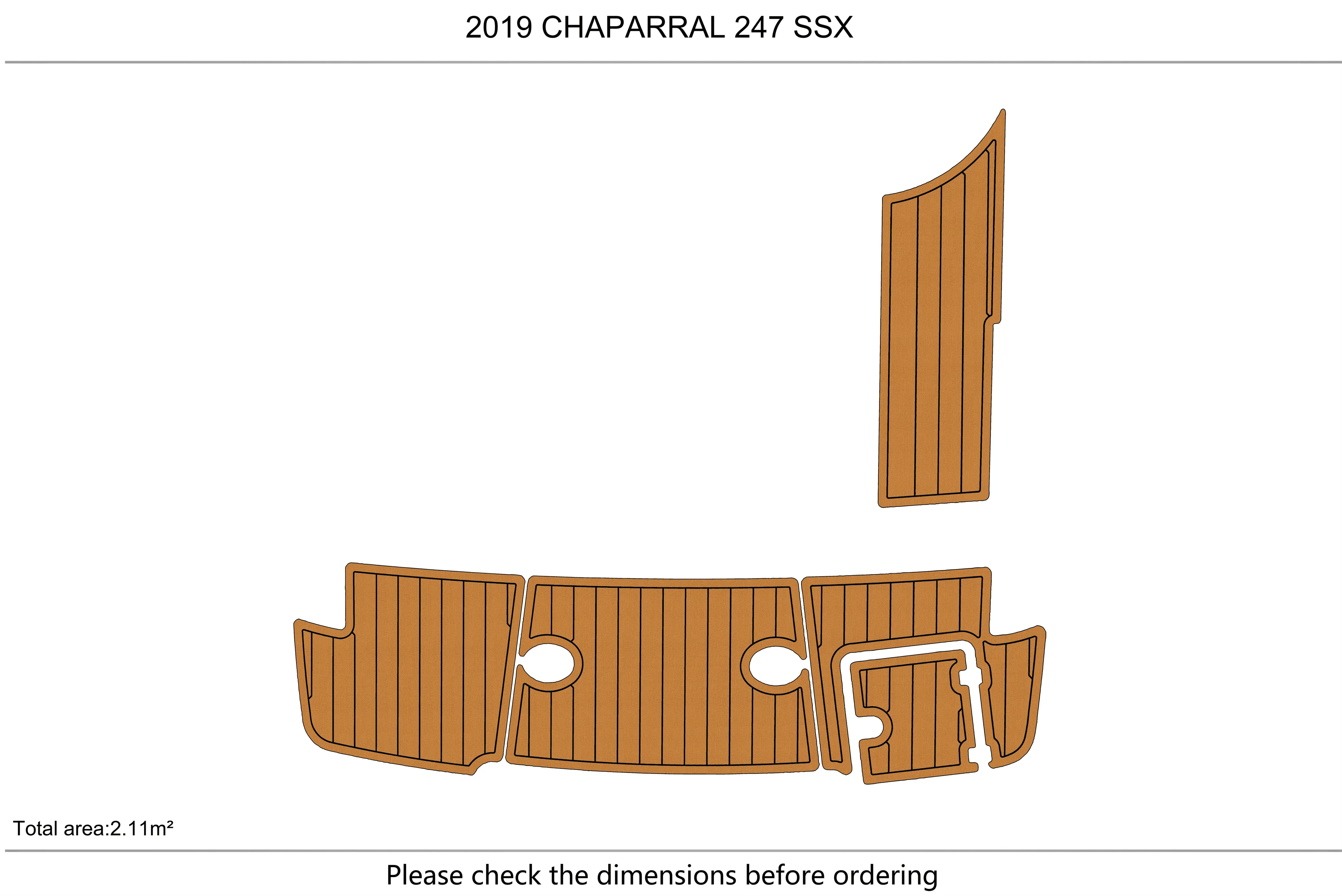 Anti-Skid EVA Faux Teak Self-Adhesive 6mm Boat Decking Pad for 2019 Chaparral 247 SSX SP Yacht Cockpit Durable Marine Floor