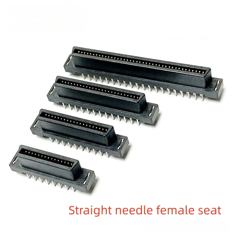1PCSFull Plastic SCSI Servo Connector Welding Plate Male and Female Seat 30P 40P 50P 60P 80P 100 Pin Slot Straight Curved Needle