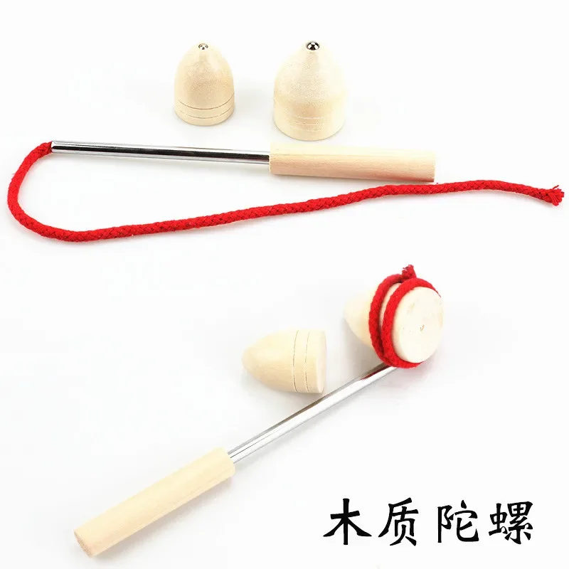 Wooden Whip The Spin Top Toys for Kids, Traditional Health Sport Game, Unusual Toys from Ancient Times, S Size, 1 Set, 3Pcs