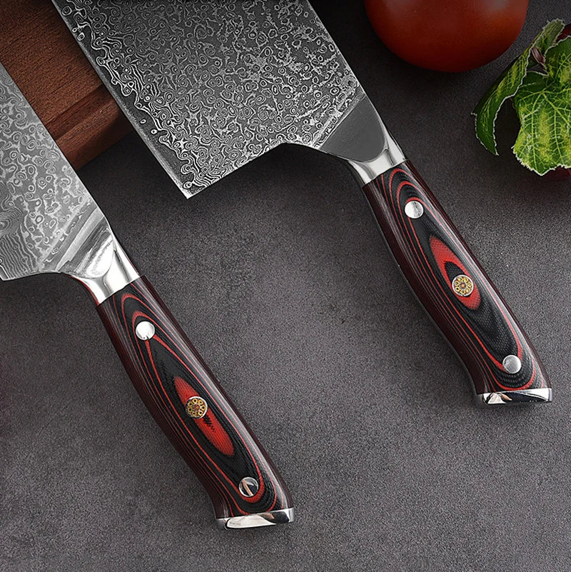 سكين الطاهي 67 طبقات دمشق الصلب 10Cr15Mov بليد G10 مقبض Santoku الساطور اللحوم تقطيع الخضار سكين المطبخ الصين ميسر #5