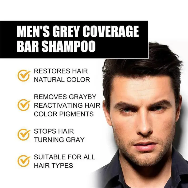 Multipurpose Mens Shampoo Soap Fast Effective Repair Gray White Color Dye Maintenance Hair Beard Shampoo Natural Nourishe Hair