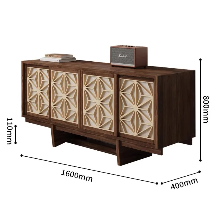

North American black walnut art Chinese modern TV cabinet All solid wood simple dining side cabinet Household li