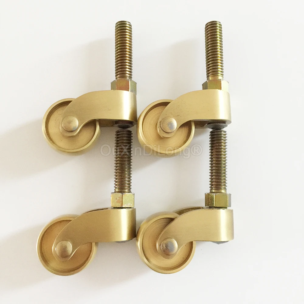 Brand New 4PCS 1''(25mm) Brass Wheels Universal Furniture Rollers Table Chair Sofa Bar Pulleys Flexible Rotation Casters Runners