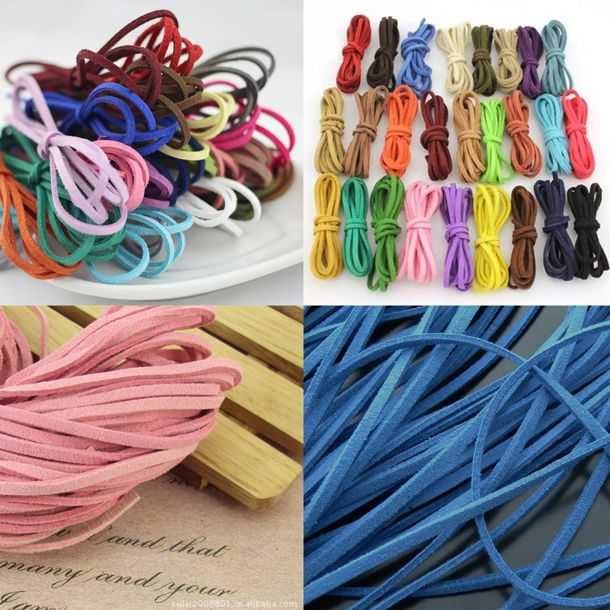 20Pcs Multicolor 3mm Faux Cord Suede Lace with 100pcs Silver Cord Ends for DIY Bracelets Necklace Making Cord String Rop