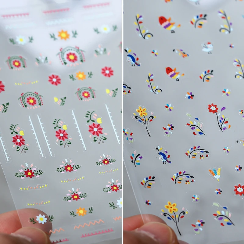 Colored Little Flowers Lovely Nail Art Decoration Stickers Delicate Delicate 3D Self Adhesive Nail Decals Wholesale Dropshipping