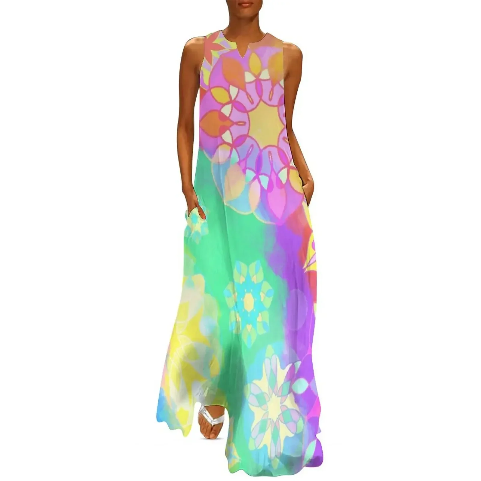 

Flower Power Hippy Tie Dye Psychedelic Art Long Dress evening dresses ladies Dress