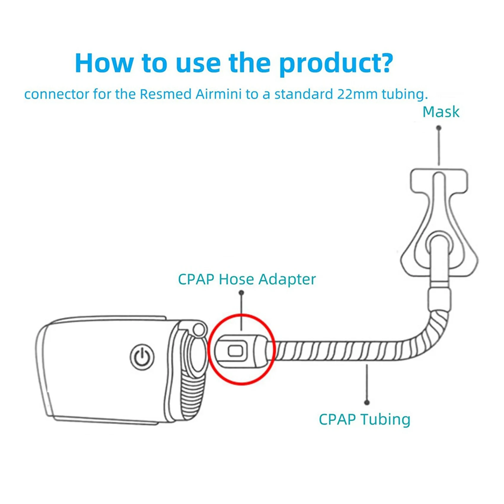 

【Акция】3 шт. соединителей для шлангов ResMed AirMini для трубок CPAP, портов для шлангов CPAP и аксессуаров для многомарочных носовых масок.