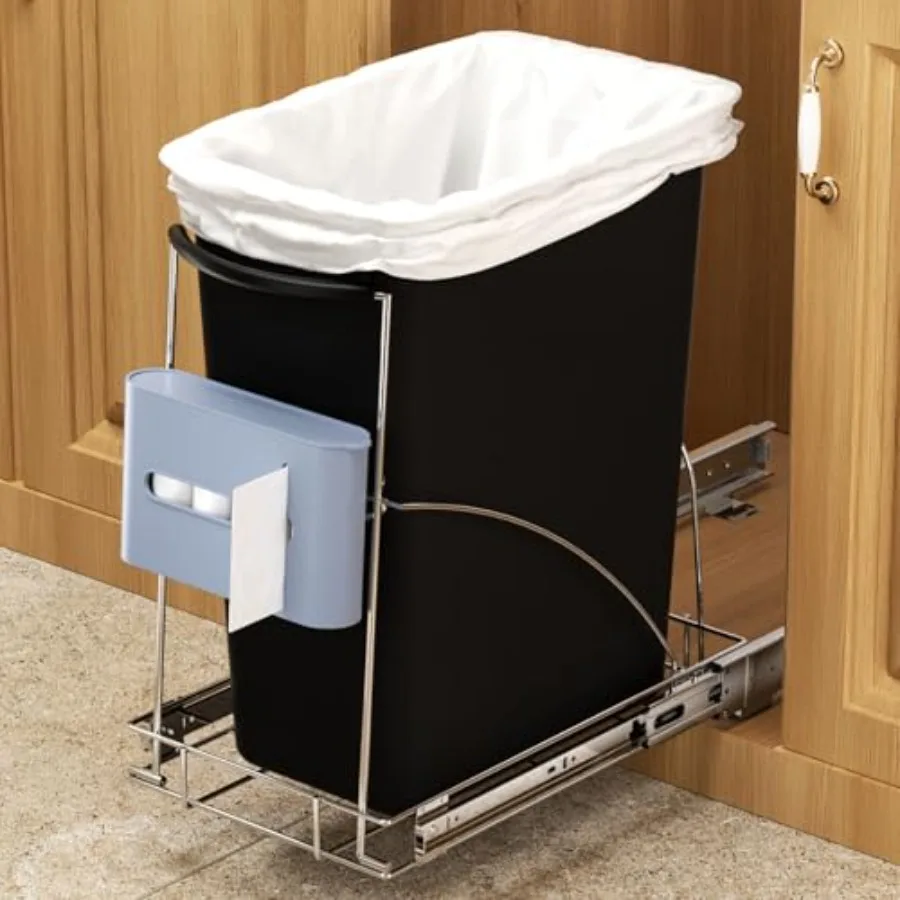 

Pull Out Trash Can Under Cabinet with Garbage Bag Holder Heavy Duty Under Sink Garbage Can Pull Out Kit-Up to 125 lb Fit for 7