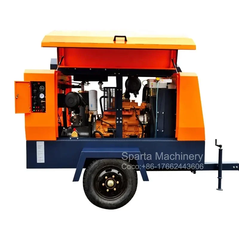 185 CFM 5m3/min 116 Psi Portable Diesel Engine Driven Screw Air Compressor for Water Well Drilling