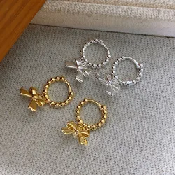 ANENJERY Sweet Girl Bow Ins Hoop Earrings for Women personal Cool Jewelry Gifts