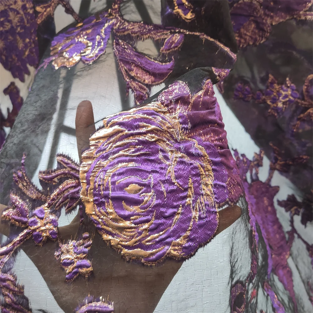 

Высококачественная африканская нигерийская тюлевая кружевная ткань, органза, вышивка, гипюр, жаккард, для свадебных и вечерних платьев, 5 ярдов