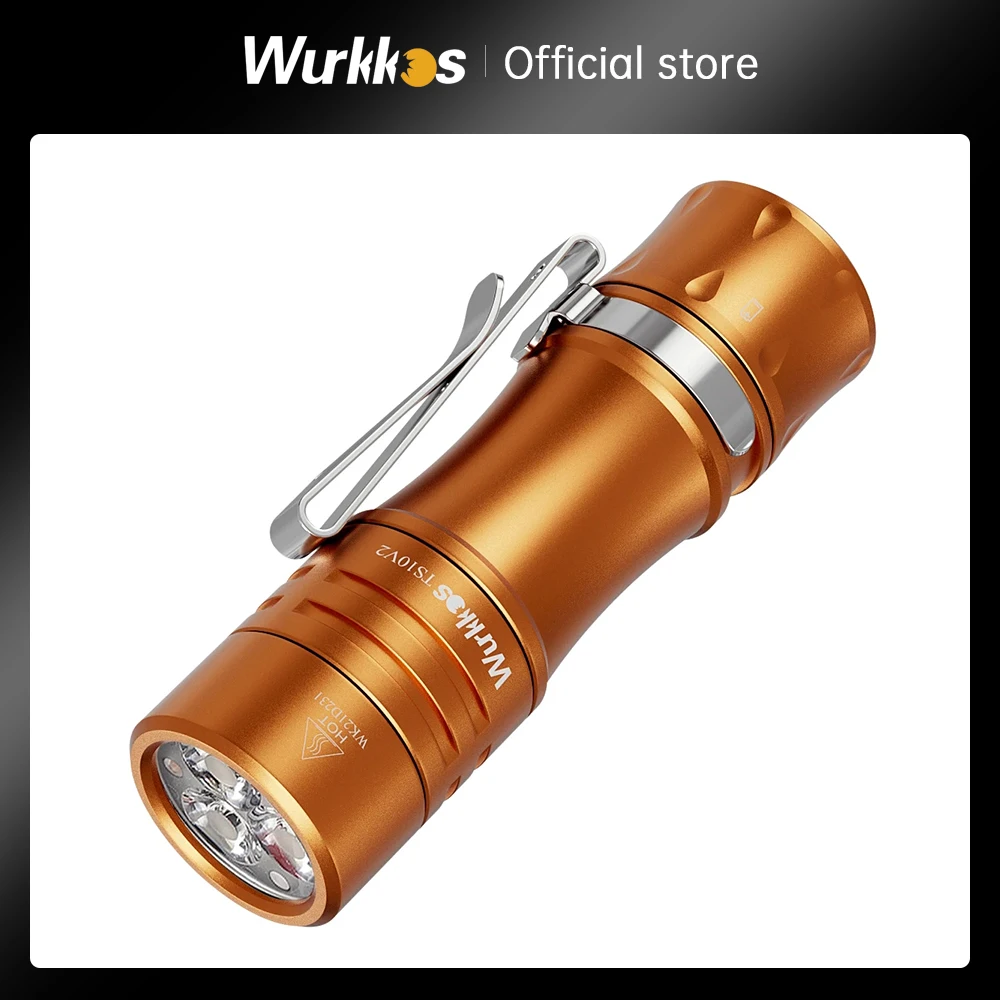 Wurkkos TS10-V2 Mini Powerful 14500 Flashlight Max 1400 Lumen with 3* 90 CRI LEDs and 3* Aux LEDs Anduril 2.0 IPX8 Pocket Torch