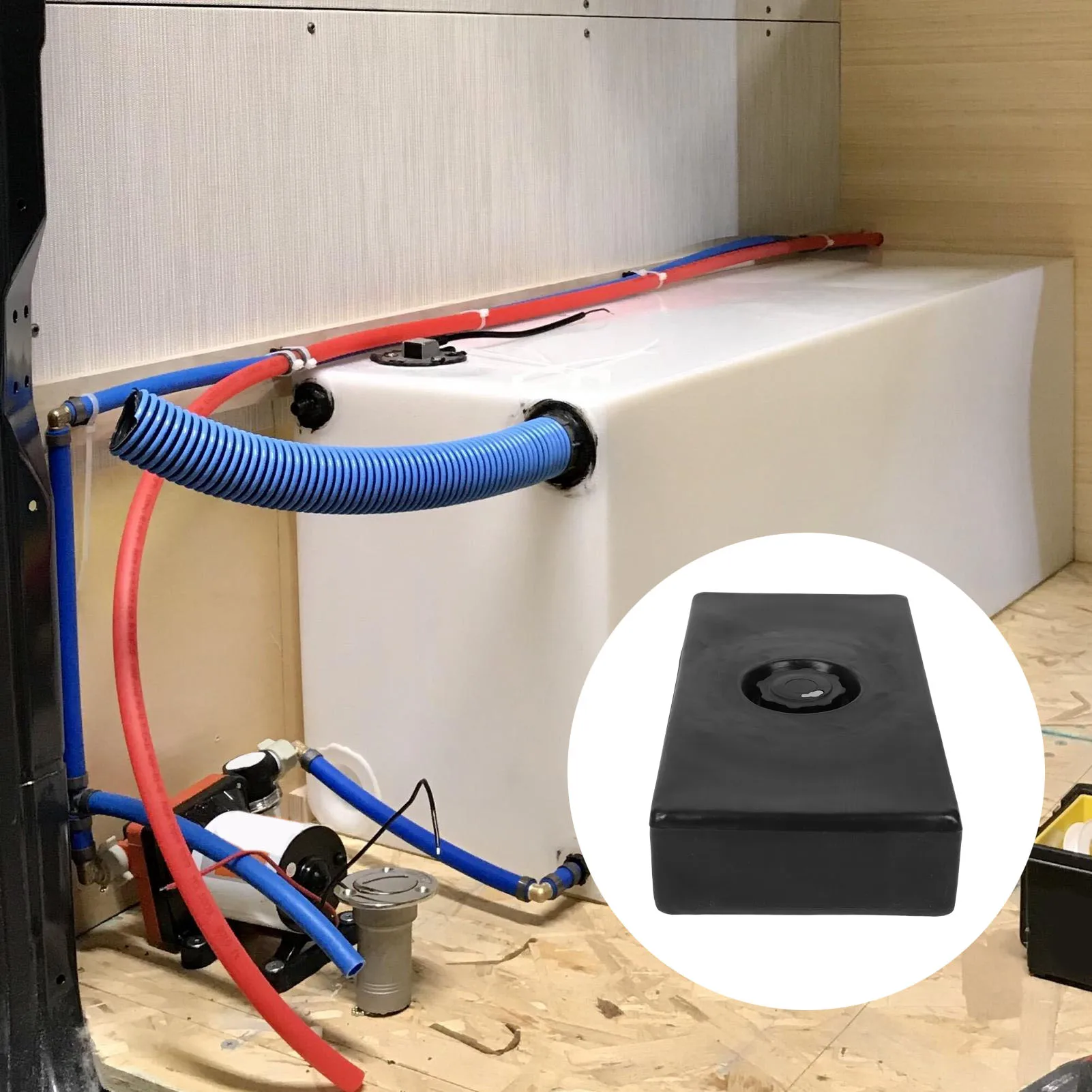 26 X 13.4 X 5.5in RV Water Holding Tank 8 Gallons Leakproof Impact Resistance Black for RVs Trailers Campers Boats