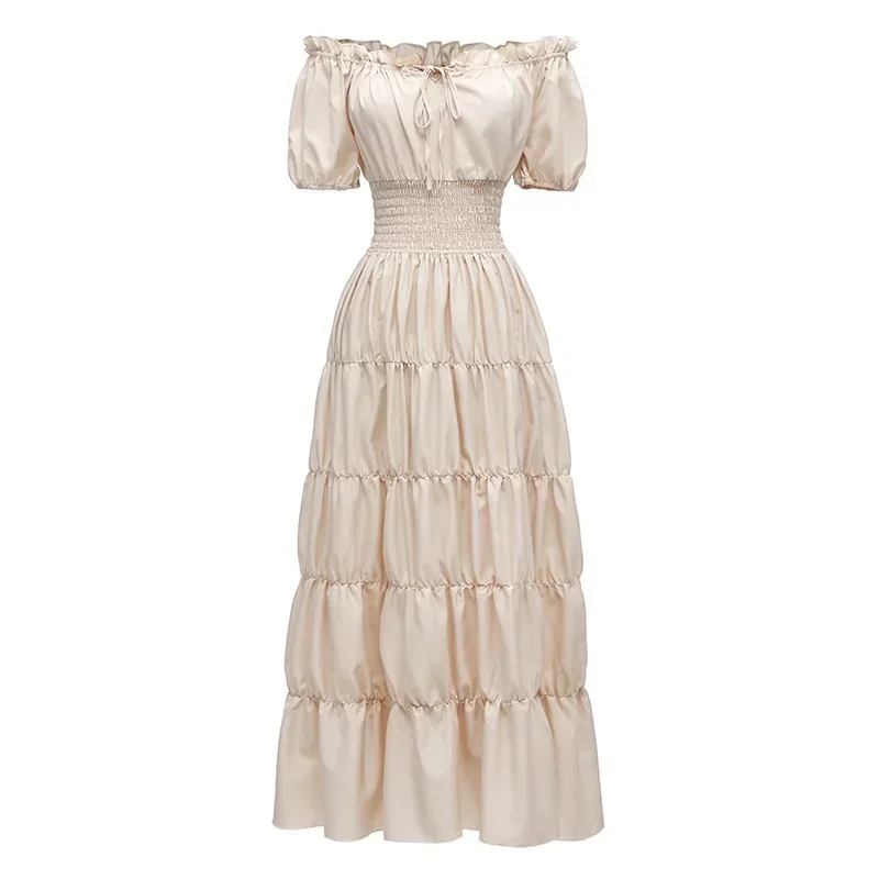 

Elegant Middle Ages Renaissance Women's Dress Stage Boho Short Sleeves Costume Halloween Role Cosplay Retro Performance Clothing