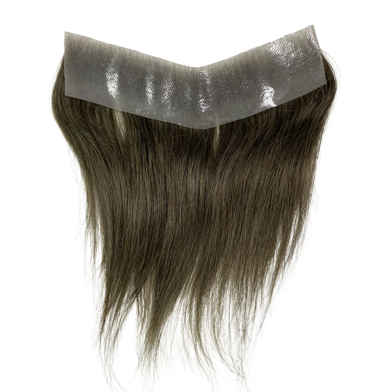 2.5x16cm V Style Frontal Hairline Men Toupee Thin SKIN PU Men Capillary Prosthesis 100% Remy Hairpiece System Brown Blone Color