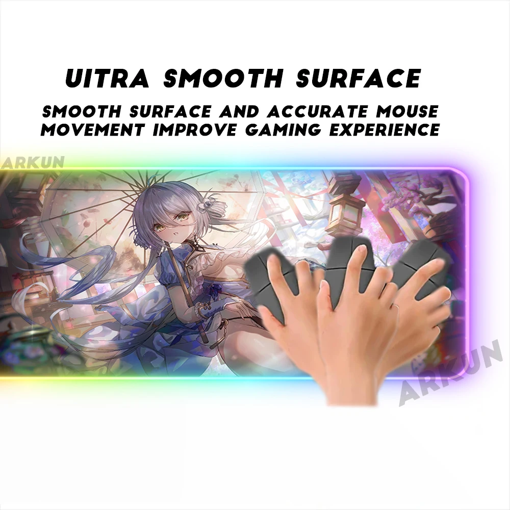 RGB Large 90x40 Fashion Snowbreak Containment Zone Game Kawaii Sex Katya Backlight Gaming Mouse Pad Table LED Keyboard Mat