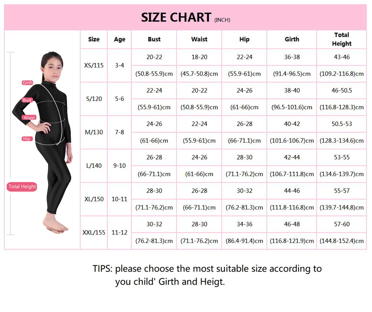 AOYLISEY Kids Ballet/Skate Dance Unitard Gymnastics Full Body Leotard for Girls Black Long Sleeve Children Jumpsuit  Stage Wear