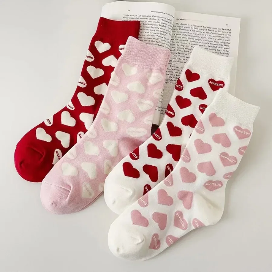 Sweet and Caring Printed Women's Mid Tube Socks, Korean Style Girl Style Versatile, Casual, Cute, Student Pile Socks