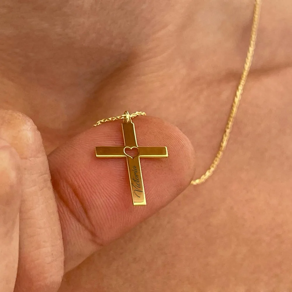 

Custom Name Cross Necklace for Women Stainless Steel Personalized Pendant Jewelry Birthday Gift Accessories