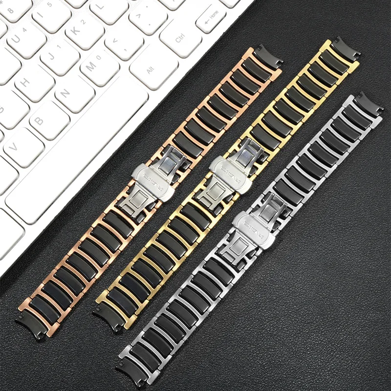 Watch Strap For Rado CENTRIX R30927722 Series Fine Steel Inter Ceramic Butterfly Buckle Women Men Watchband 12mm*16mm 16mm*20mm