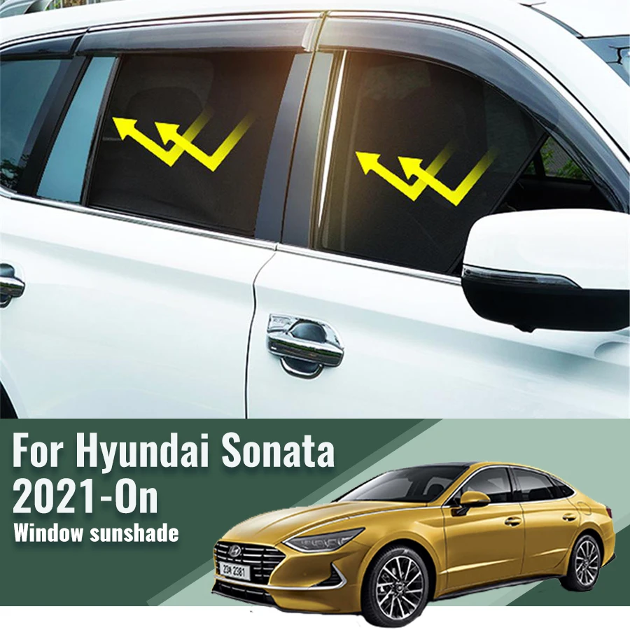 

For Hyundai Sonata 2021 2022 2023 2024 Car Sunshade Front Windshield Magnetic Mesh Curtain Rear Side Window Sun Visor Shade