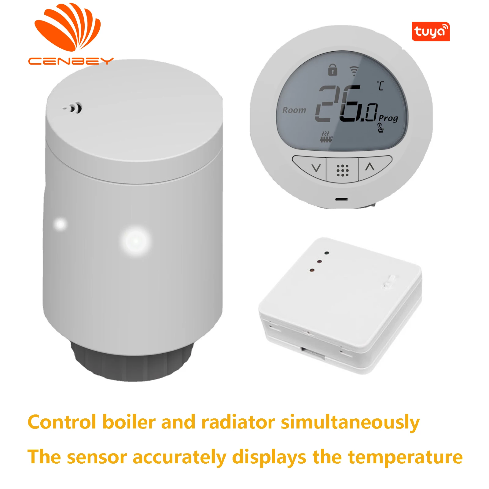 Cenbey Zigbee radiator valve radiator TRV smart digital display temperature control valve tuya APP temperature regulation timed