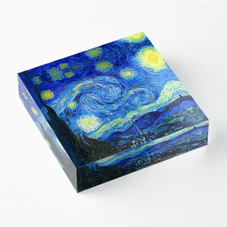 Starry Night By Van Gogh  Acrylic Block Clear Family Decoration Wedding Fashionable Stamping Room Home Process Transparent Pad