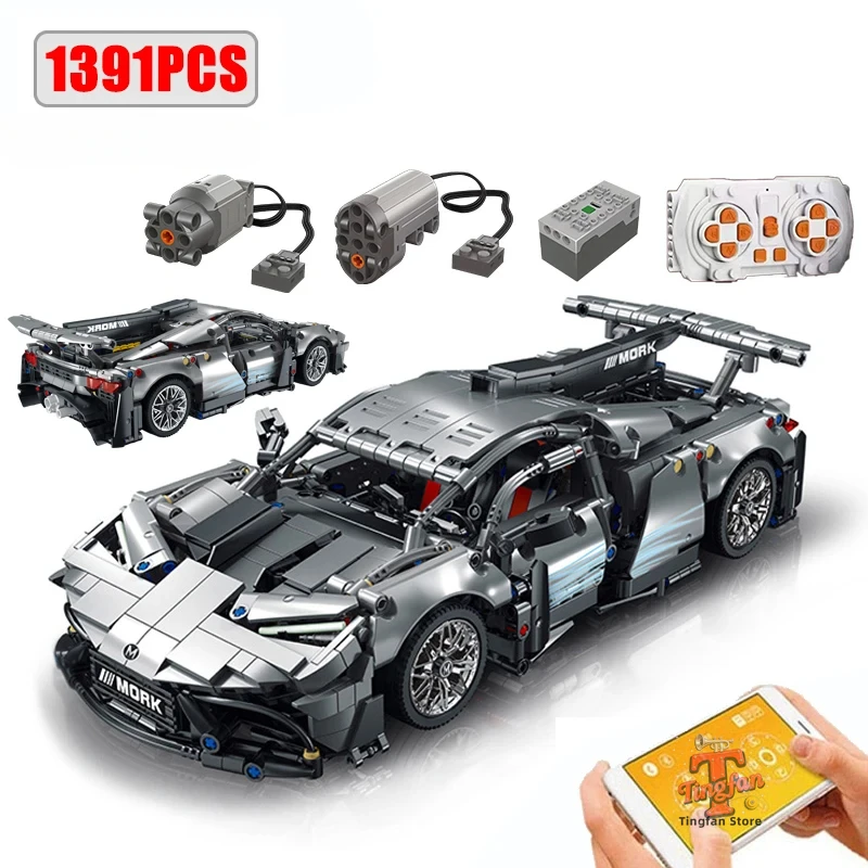 Técnico app controle remoto moter power esporte carro blocos de construção tijolos velocidade corrida supercar conjuntos brinquedos para crianças modelos presentes