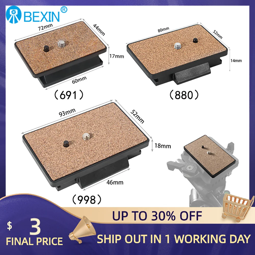 BEXIN Camera Plate Quick Release Plate Tripod Plate Monopod Mount Adapter For YUNTENG 880/870/8008/860/950/288 Tripod SLR Camera