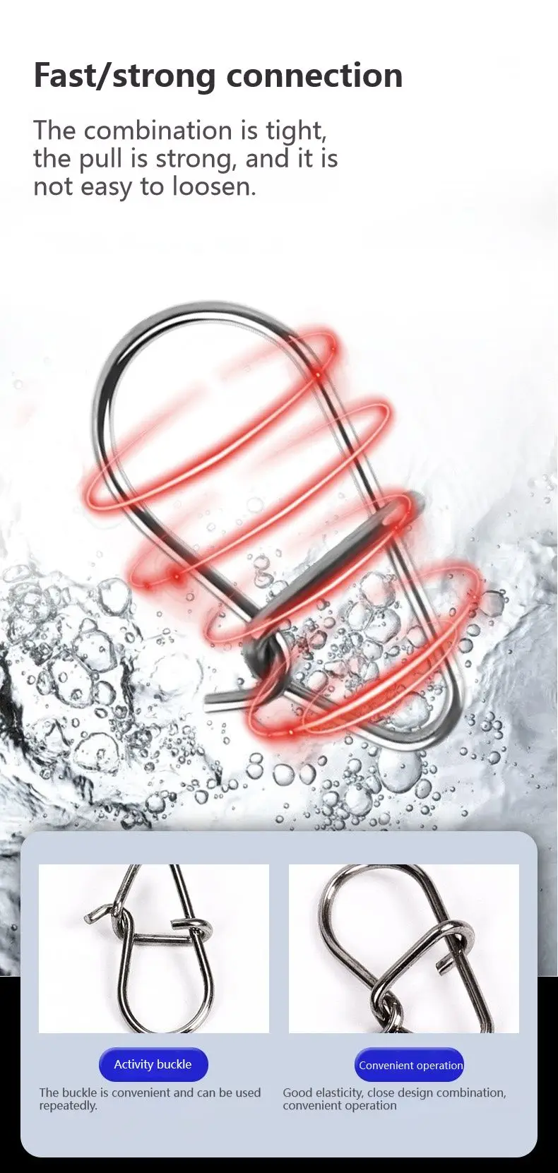 50 Stück-100 Stück 00 # -3 # Angeln Schöne Haken Snap Pin 304 Edelstahl Angeln Barrel Wirbel Köder Stecker Zubehör Pesca – Detail 2