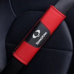 1 pieces High quality leather car seat belt shoulder pad for SsangYong Rexton 2 Tivolan Musso Tivoli Kyron Actyon Sport Korando