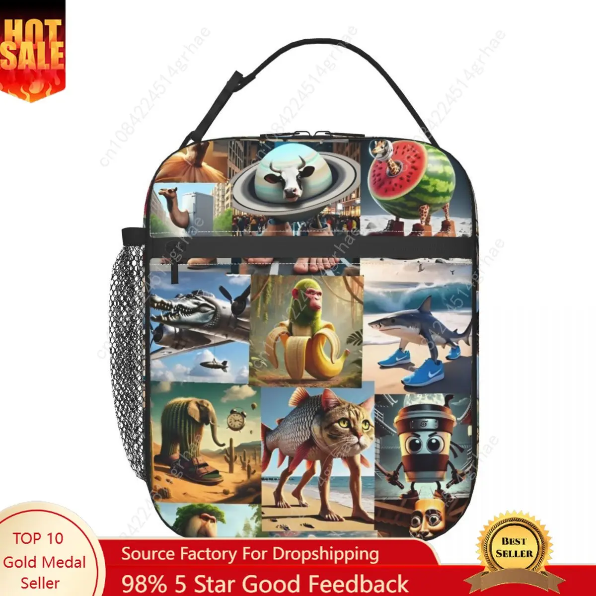 

Italian Brainrot Funny Meme Merch Insulated Lunch Bag For School Storage Food Boxes Portable Cooler Thermal Lunch Boxes